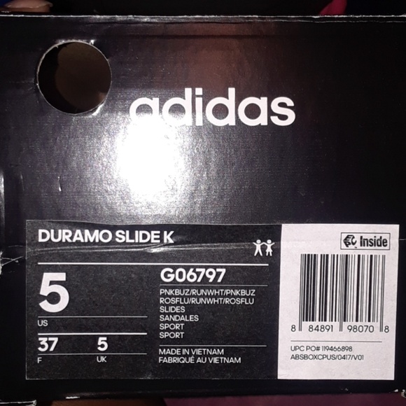 Adidas Durimo Pink/White Striped Slides Size 5 - Picture 5 of 5